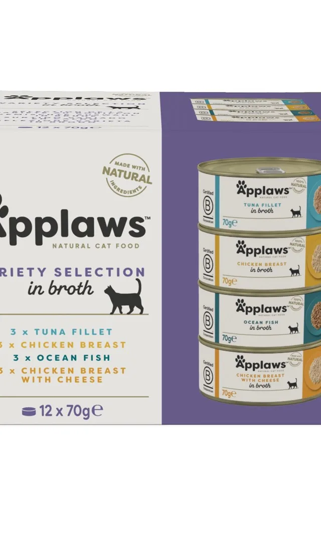 APPLAWS Variety Selection Multipack In Broth - Wet Cat Food - 12x70g