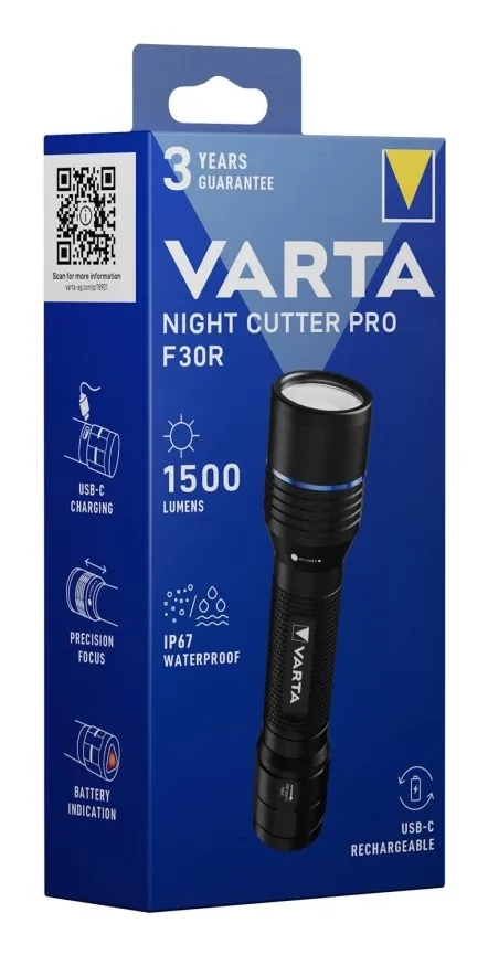 Varta Taschenlampe Aluminium F30R Mit Battery