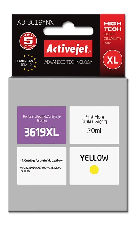 Activejet AB-3619YNX ink (replacement for Brother LC3619YXL; Supreme; 20 ml; yellow)