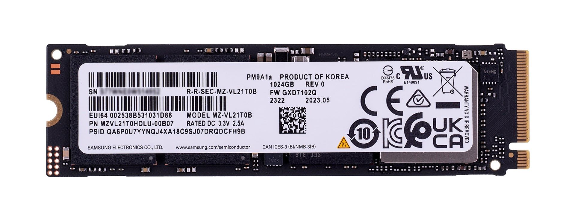 SSD Samsung PM9A1a 1TB Nvme PCIe 4.0 M.2 (22x80) MZVL21T0HDLU-00B07