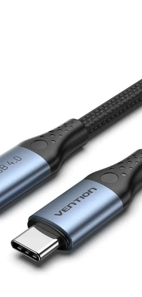 Vention Cotton Braided USB 4.0 Type-C Male to Type-C Male 5A Cable 1M Aluminum Alloy Type