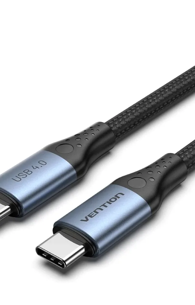 Vention Cotton Braided USB 4.0 Type-C Male to Type-C Male 5A Cable 1M Aluminum Alloy Type