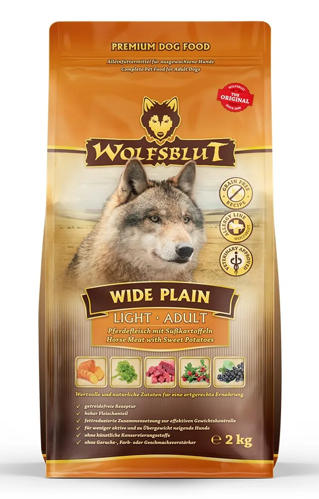WOLFSBLUT Wide Plain Light Horse With Sweet Potatoes - Dry Dog Food - 2kg