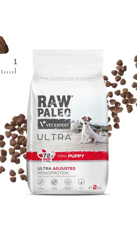 VETEXPERT Raw Paleo Ultra Mini Puppy Beef - Dry Food For Puppies Of Small Breeds - 2 Kg