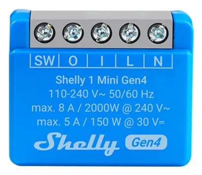 Shelly Relay "1 Mini Gen4" WLAN BT Max. 8A 1 Channel WLAN Matter Zigbee Bluetooth Flush Mount