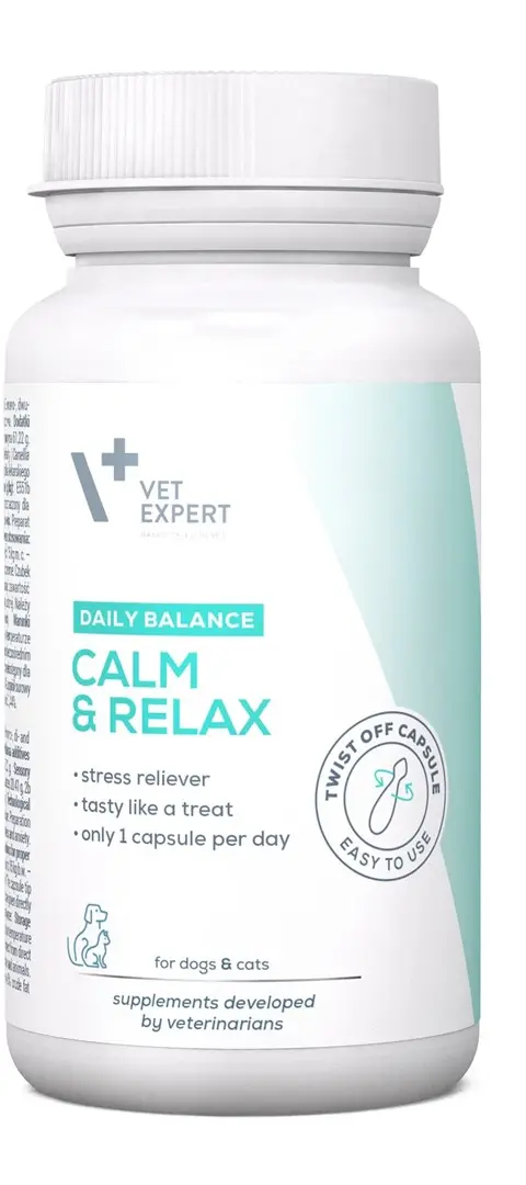 VETEXPERT Calm Relax - Preparation For Symptoms Of Stress For Dogs And Cats - 30 Caps.