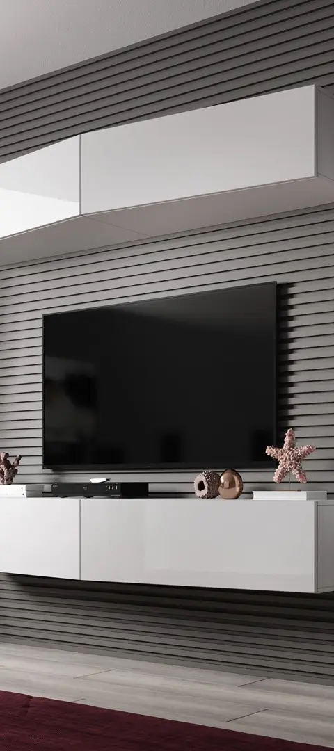 Cama Living Room Cabinet Set VIGO SLANT 7 White/White Gloss