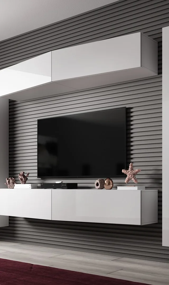 Cama Living Room Cabinet Set VIGO SLANT 7 White/White Gloss