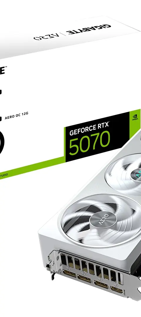 GIGABYTE GeForce RTX 5070 AERO OC 12G Graphics Card - 12GB GDDR7, 192bit, PCI-E 5.0, 2625 MHz Core Clock, 3 x DP 2.1a, 1 x HDMI 2.1b, NVIDIA DLSS 4, GV-N5070AERO OC-12GD