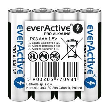 Alkaline Batteries AAA / LR03 EverActive Pro 4 Pcs