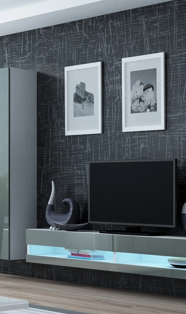 Cama Living Room Cabinet Set VIGO NEW 9 White/Grey Gloss