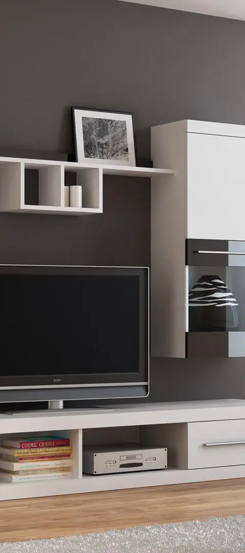 Cama Storage Cabinets Set NICK 220/41/190 White Matte/Black Gloss