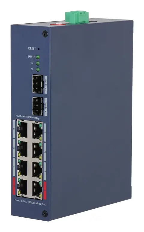Dahua Technology CHS4210-8GT-110 network switch Managed L2 Gigabit Ethernet (10/100/1000) Power over Ethernet (PoE) DIN rail Dark Blue