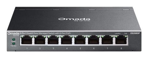 TP-Link Omada ES208GP network switch Managed L2 Gigabit Ethernet (10/100/1000) Power over Ethernet (PoE) DIN rail Black