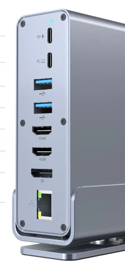 Gembird A-CF-COMBO15-01 USB Type-CF 15-In-1 Multi-Port Adapter (USB Hub AF-Ports V.2x2 V.3x3 Type-CF HDMIx2 DisplayPort PD Card Reader GigaLAN 3.5 Mm Audio) Grey