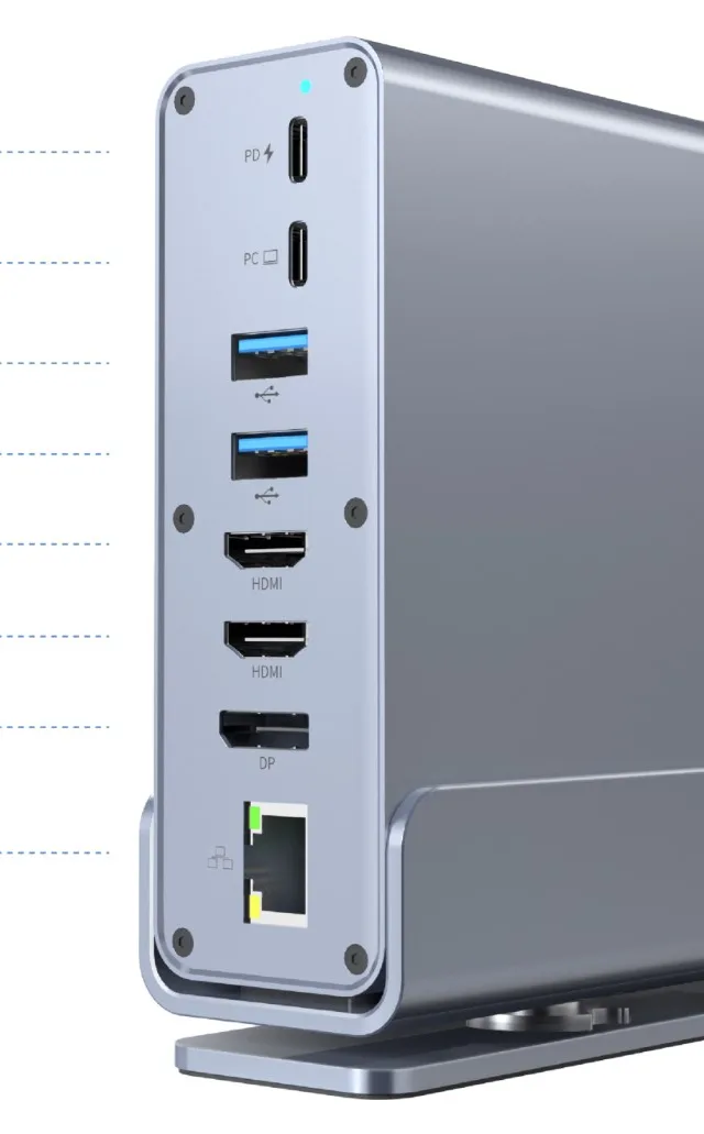 Gembird A-CF-COMBO15-01 USB Type-CF 15-In-1 Multi-Port Adapter (USB Hub AF-Ports V.2x2 V.3x3 Type-CF HDMIx2 DisplayPort PD Card Reader GigaLAN 3.5 Mm Audio) Grey