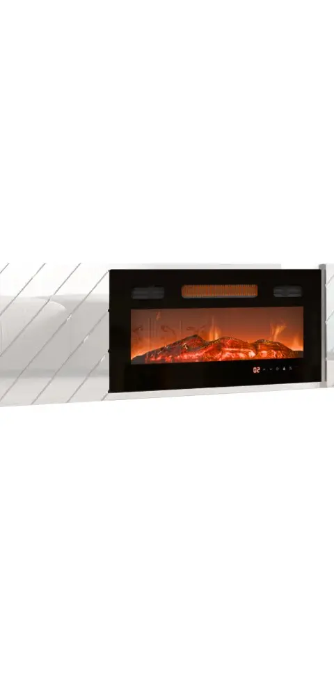 RTV LUXE Cabinet 182.6x34.5x37.5 White/Gloss White Black Fireplace