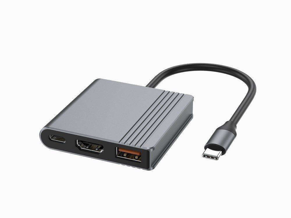 Gembird A-CM-COMBO3-05 USB Type-C 3-In-1 Multi-Port Adapter (USB Port HDMI USB-C Video) Space Grey