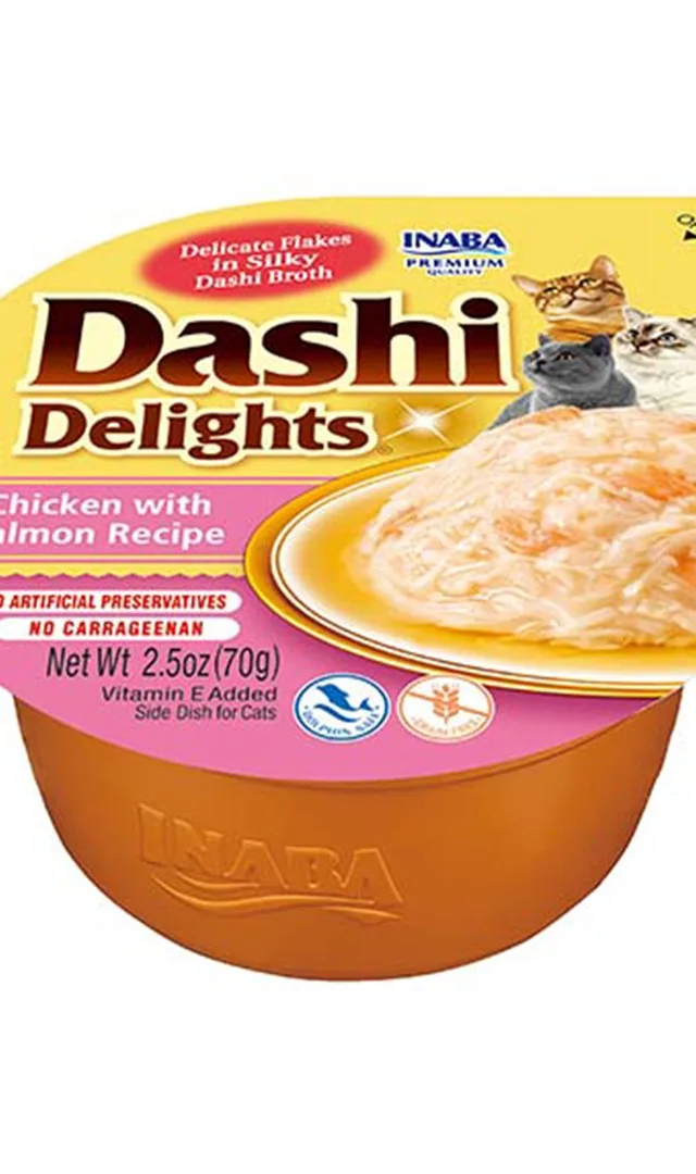 INABA Dashi Delights Chicken With Salmon In Broth - Cat Treats - 70g