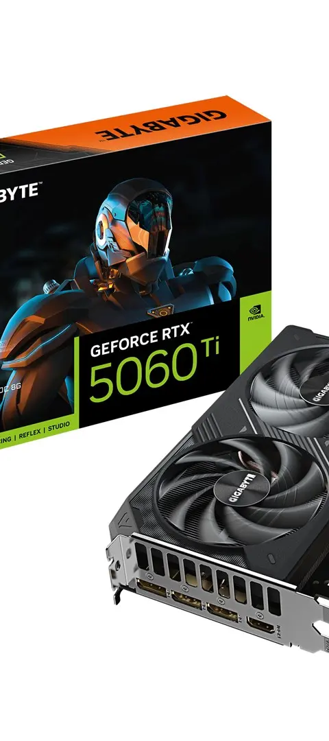 GIGABYTE GeForce RTX 5060 Ti WINDFORCE OC 8G Graphics Card - 8GB GDDR7, 128bit, PCI-E 5.0, 2587MHz Core Clock, 3 x DisplayPort, 1 x HDMI, GV-N506TWF2OC-8GD