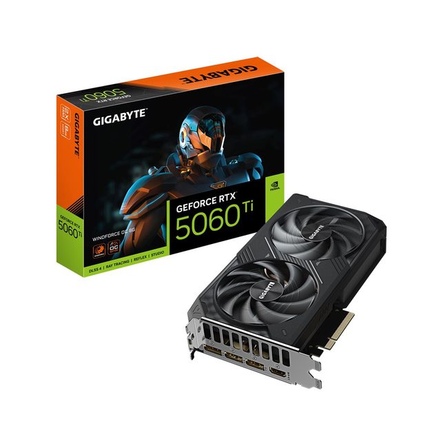 GIGABYTE GeForce RTX 5060 Ti WINDFORCE OC 8G Graphics Card - 8GB GDDR7, 128bit, PCI-E 5.0, 2587MHz Core Clock, 3 x DisplayPort, 1 x HDMI, GV-N506TWF2OC-8GD