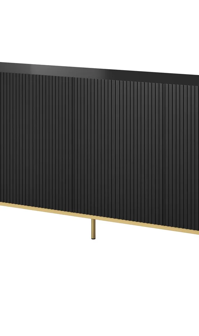PAFOS Chest Of Drawers On Golden Steel Frame 200x40x102 Matte Black