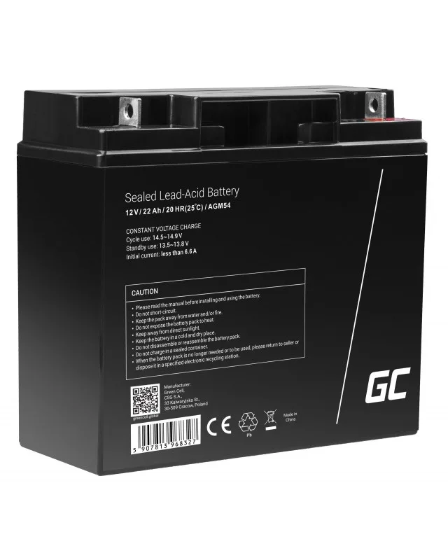 Green Cell Ersatzbatterie AGM54 12V/22Ah