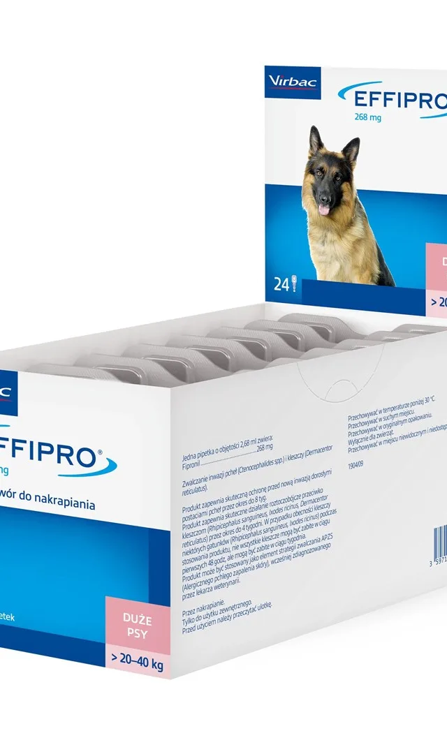 VIRBAC Effipro L (20-40 Kg) - Drops Against Fleas And Ticks For Dogs – 24 Pcs