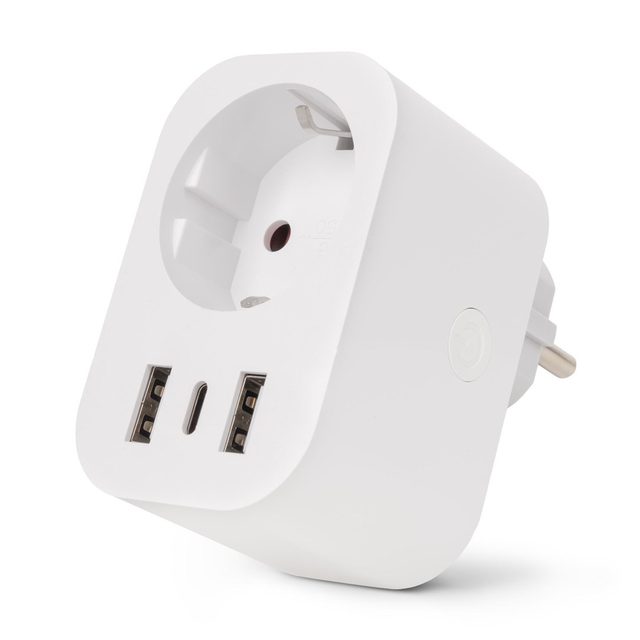 Entac WIFI Steckdosenadapter 1-Fach Mit 2x USB-A/1x USB-C