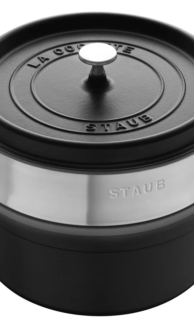 Staub La Cocotte 24cm Rund, Mit Dmpfeinsatz, Black