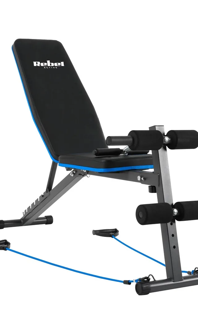 REBEL ACTIVE Inclined Training Bench With Leg Locks And Elastic Bands