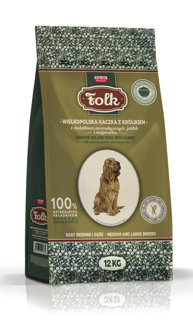 FOLK Medium And Large Breeds Traditional Greater Poland Duck With Rabbit Apples And Marjoram - Dry Dog Food - 12kg