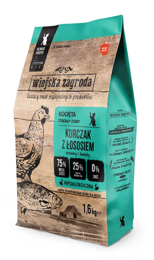 WIEJSKA ZAGRODA Chicken With Salmon For Kittens - Dry Cat Food - 1 6kg