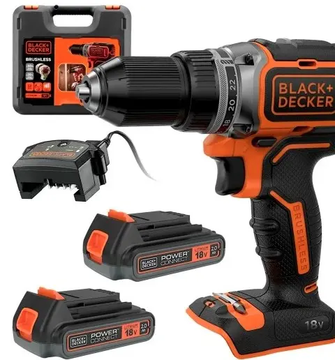 BLACK DECKER WKRĘTARKA 18V BL186KB 52Nm 2x2 0Ah BL