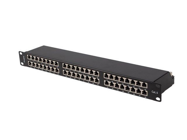 PATCH PANEL 48 PORT 1U 19 CAT.5E FTP SHIELDED BLACK LANBERG