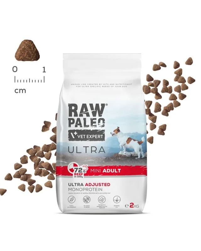VETEXPERT Raw Paleo Ultra Mini Adult Beef - Dry Dog Food - 2 Kg