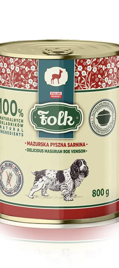FOLK Delicious Masurian Roe Venison - Wet Dog Food - 800g