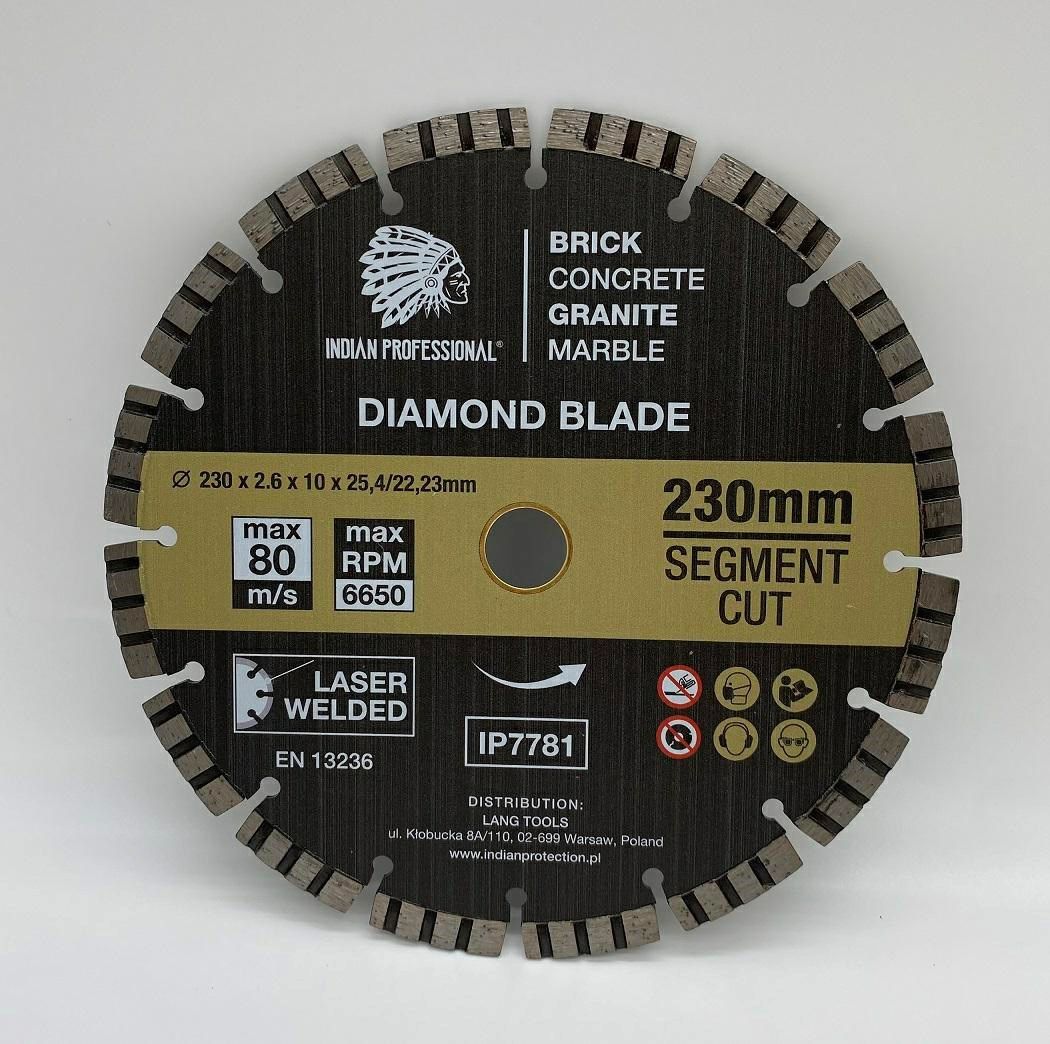 TARCZA DIAMENTOWA 230mm 25 4/22 23 SEGMENT TURBO CUT INDIAN PROFESSIONAL