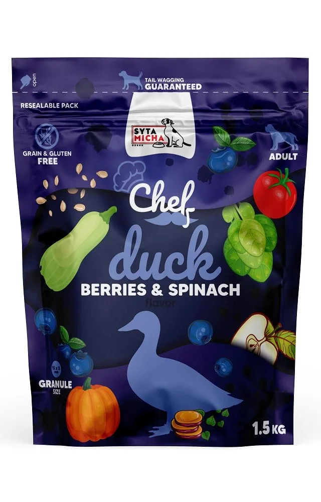 SYTA MICHA Chef Duck Berries And Spinach - Dry Dog Food - 1 5kg