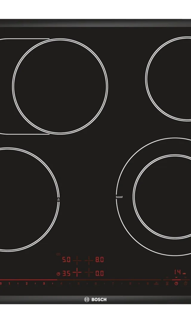 Bosch Serie 8 PKN675DP1D Hob Black Stainless Steel Built-In Ceramic 4 Zone(S)