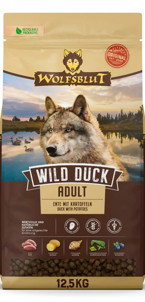 WOLFSBLUT Wild Duck Duck With Potatoes - Dry Dog Food - 12 5kg
