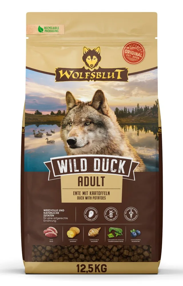 WOLFSBLUT Wild Duck Duck With Potatoes - Dry Dog Food - 12 5kg