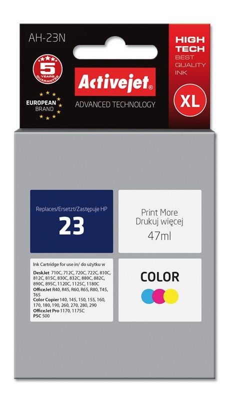 Activejet AH-23N ink (replacement for HP 23 C1823D; Supreme; 47 ml; color)