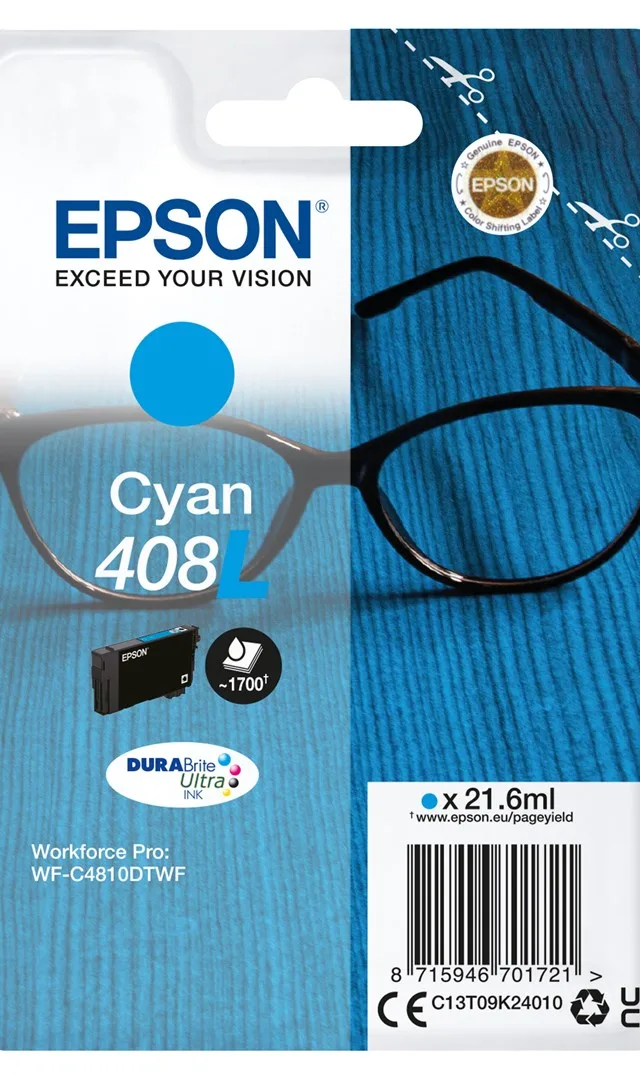 Epson 408L Spectacles DURABrite Ultra Single Cyan Ink