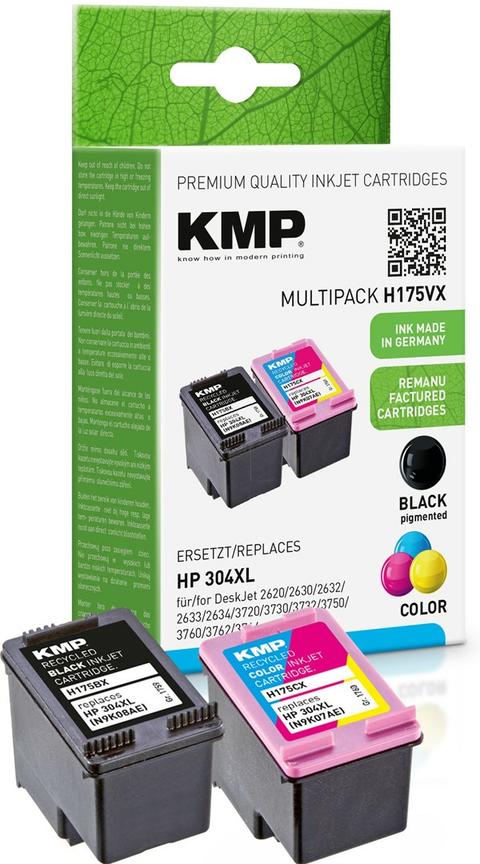 KMP 1759,4005 MultiPack Black Pigm. Ink, Color Dye Ink Ersetzt HP304XL (N9K08AE, N9K07AE)
