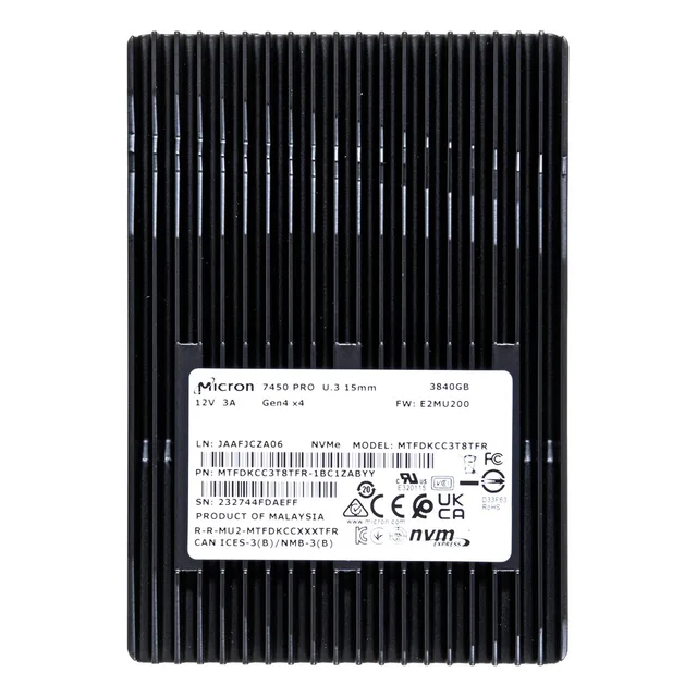 Micron 7450 PRO 3.84 TB U.3 PCI Express 4.0 NVMe 3D TLC NAND