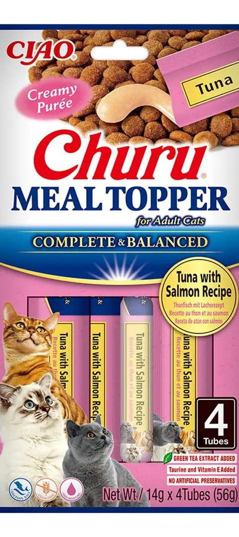 INABA Churu Meal Topper Tuna With Salmon - Cat Treats - 4 X 14g