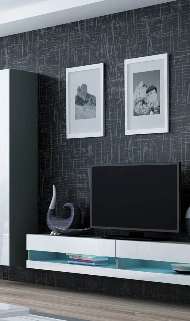 Cama Living Room Cabinet Set VIGO NEW 9 Grey/White Gloss