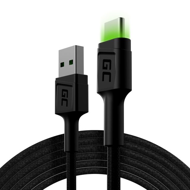 Green Cell USB-C USB-A 2.0 (ST-ST) 2m Ladekabel LED Black