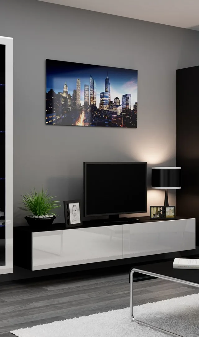 Cama Living Room Cabinet Set VIGO 2 Black/White Gloss